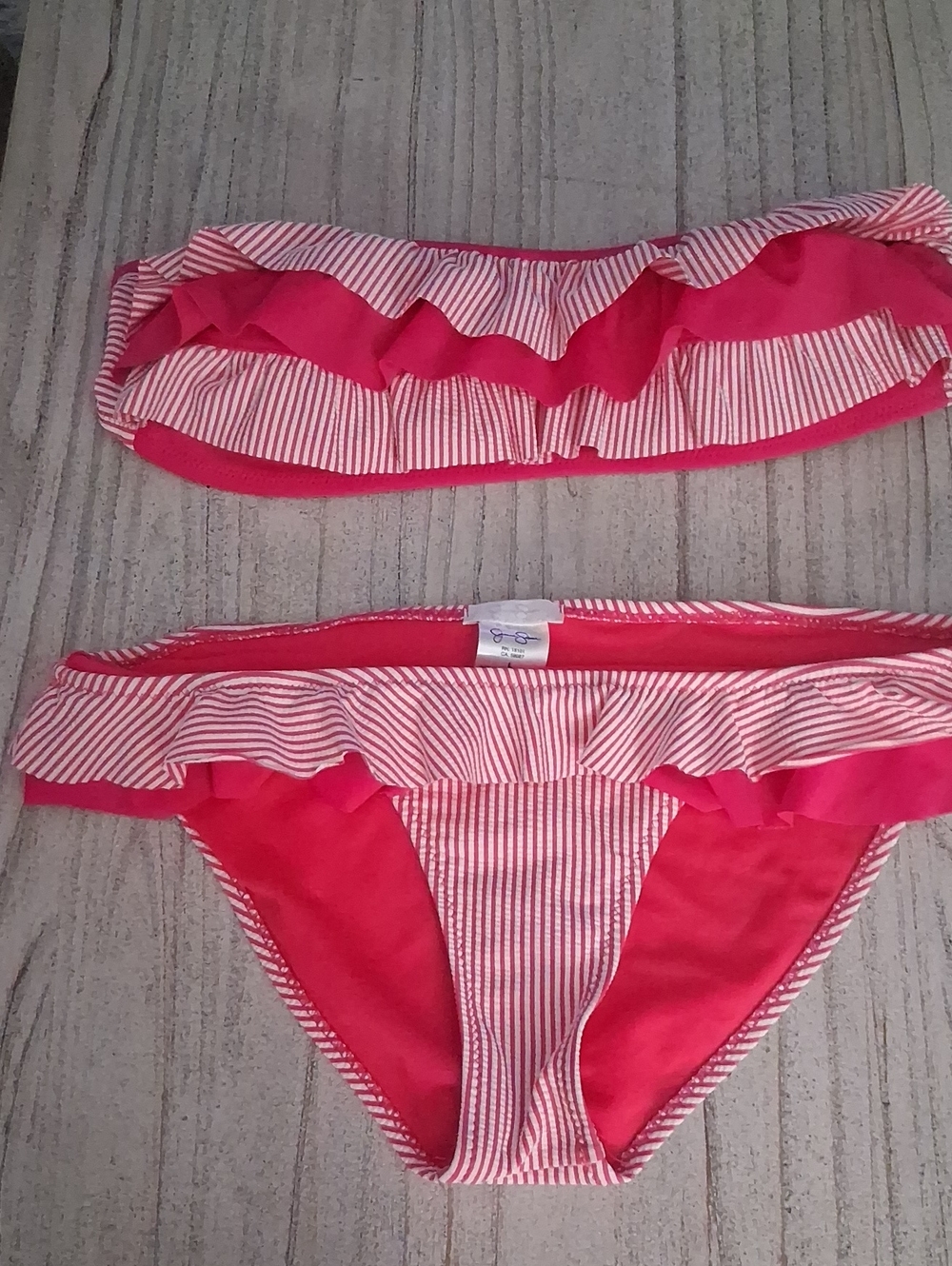 Jessica Simpson Pink & White Ruffle Bikini Set